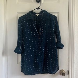 Lou and Grey. Button-down navy 100% cotton shirt/ tunic with pockets